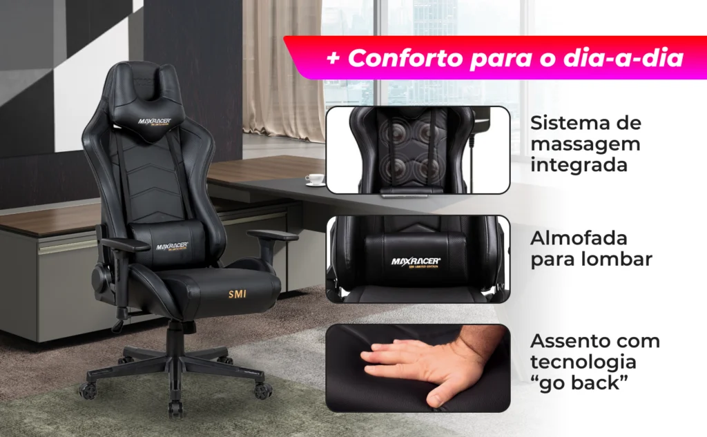 Cadeira Gamer com Massageador para as costas MmcRacer Tactical SMI Limited Edition