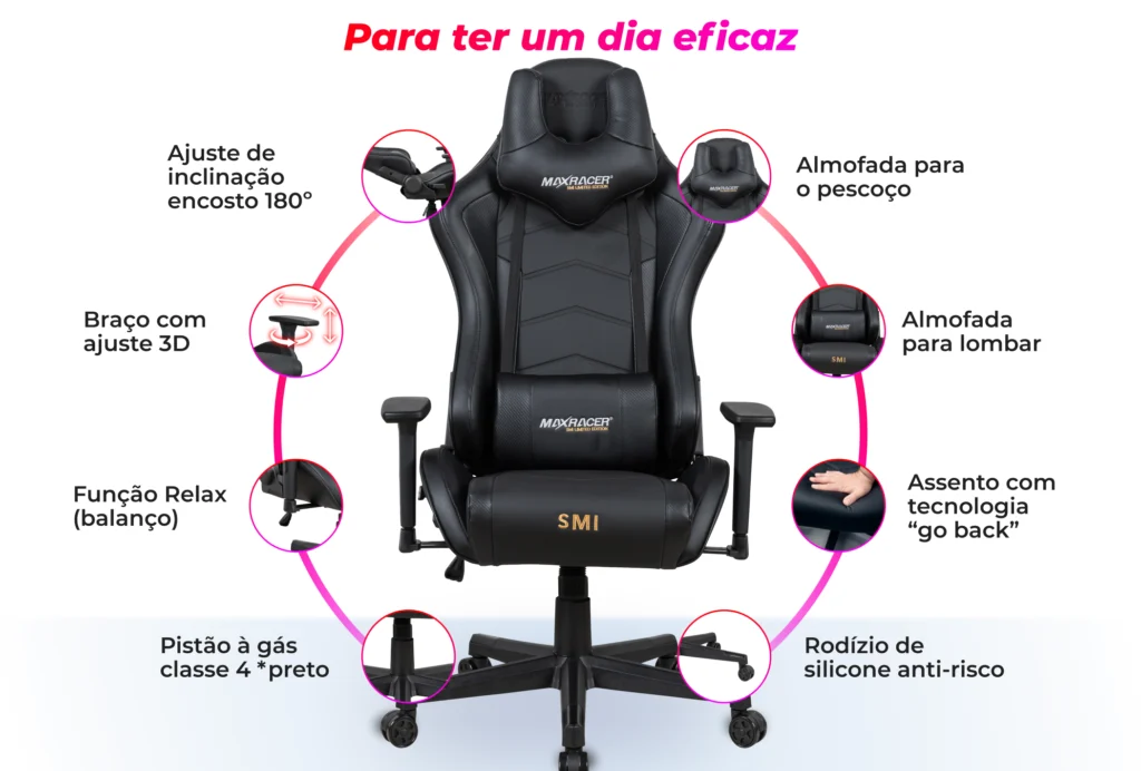 Descritivo Completo Cadeira Gamer com Massagem MmcRacer Tactical SMI Limited Edition